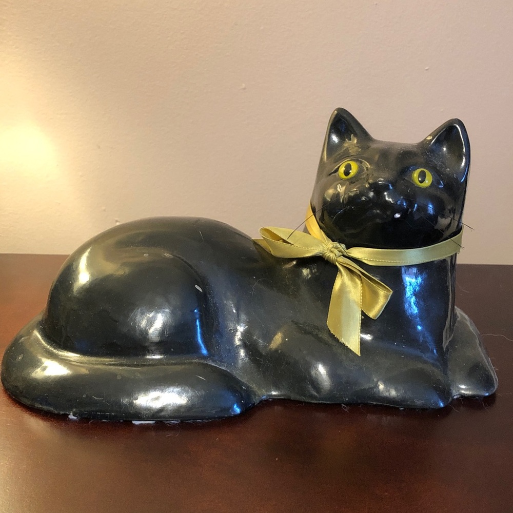 Vintage Chalkware Black Cat MCM